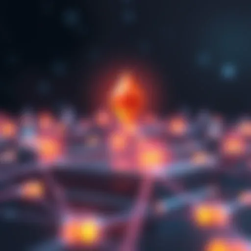 Illustration of a digital verification layer for Ethereum featuring a network of interconnected nodes and proof systems