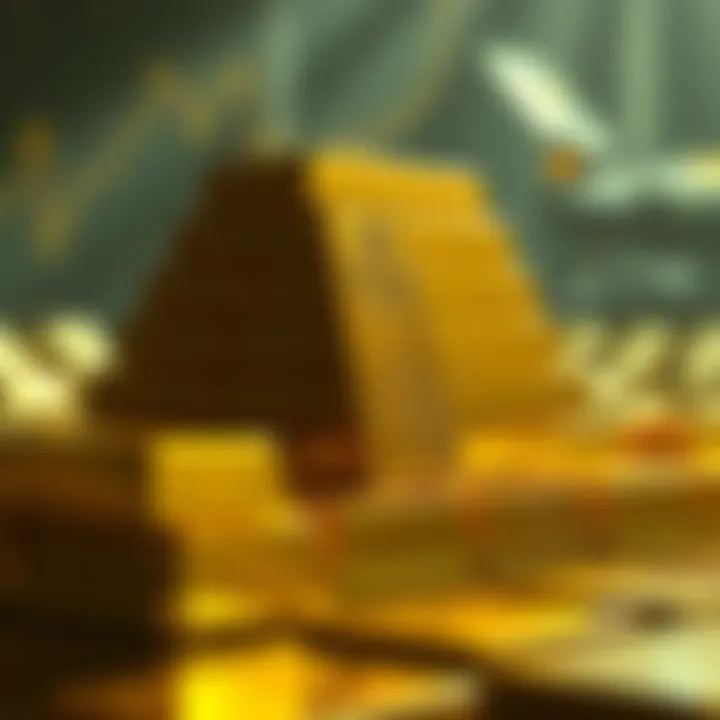 Stacked gold bars reflecting light, symbolizing soaring gold prices amid global tensions.