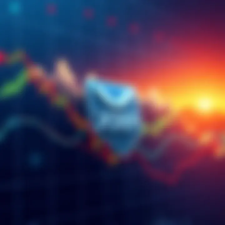 An illustration showing a stock market graph with downward trends and the Goldman Sachs logo, symbolizing their exit from XRP ETF positions.