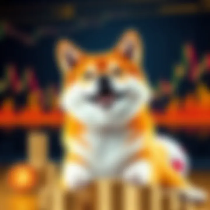 Good Guy Shib in Cryptocurrency A friendly Shiba Inu dog symbolizing Good Guy Shib, set against a backdrop of digital coins and charts, showcasing the positive vibe in cryptocurrency.