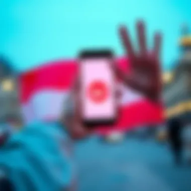 Goodbye to Revolut A person waving goodbye with a phone displaying the Revolut logo, surrounded by Hungarian flag colors.