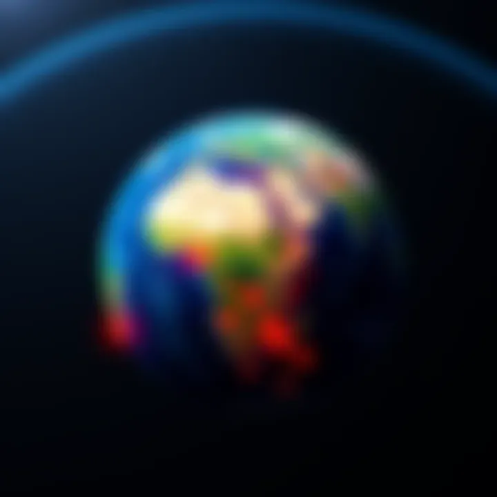 Google Earth and Atlas Earth Collaboration A representation of Google Earth showing colorful parcels overlaid on a map, symbolizing a partnership with Atlas Earth for parcel tracking.