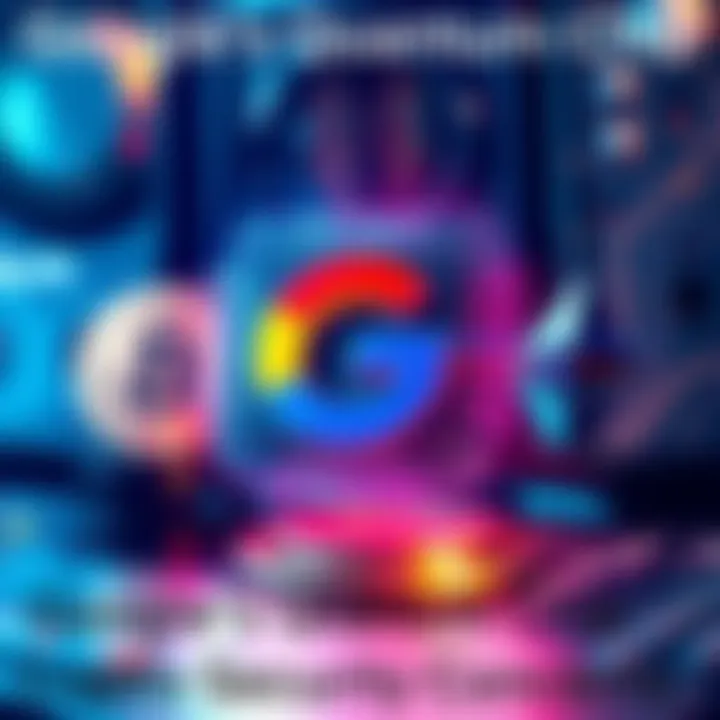 Visual representation of Google's quantum chip with Bitcoin and Ethereum symbols, highlighting security risks in cryptocurrency.
