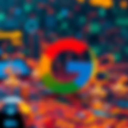 Google's logo with a visual representation of quantum computing breaking Bitcoin encryption