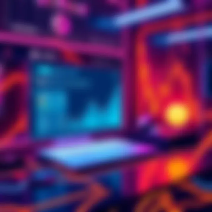 A user interface of Gorge Finance showcasing decentralized financial services on the Hedera network with vibrant graphics.