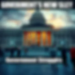 A government building with people discussing policies and challenges they face today.