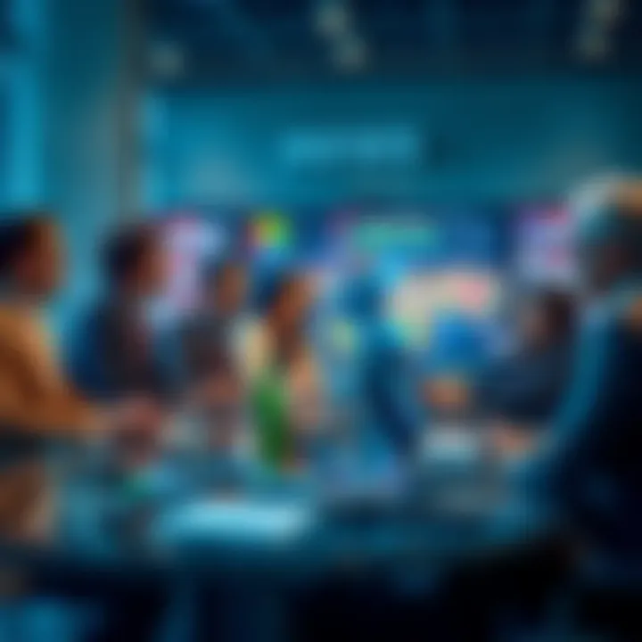 Governments Using Chainlink Technology A group of diverse government officials discussing Chainlink technology around a conference table with digital displays in the background