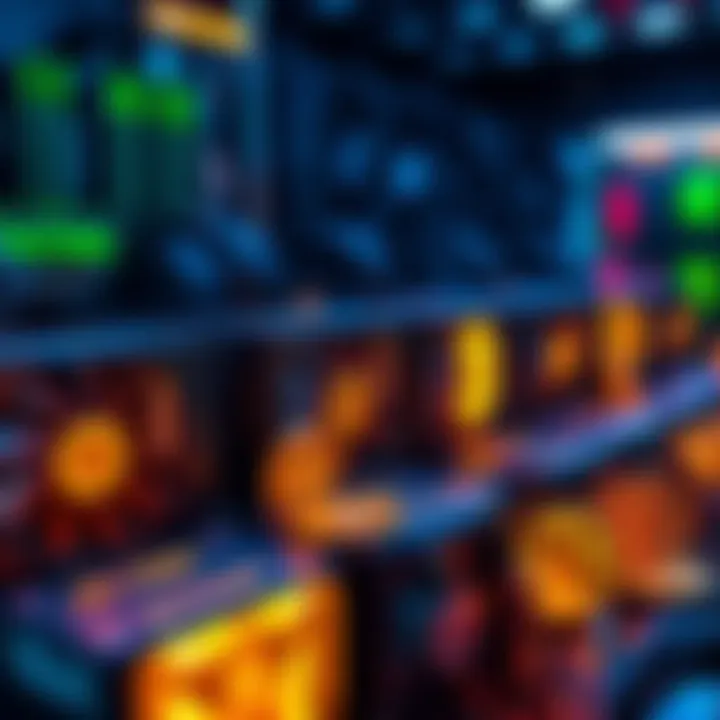 GPU miners working on AI tasks Group of computer graphics processing units (GPUs) with digital tokens and AI task symbols, representing the future of GPU mining