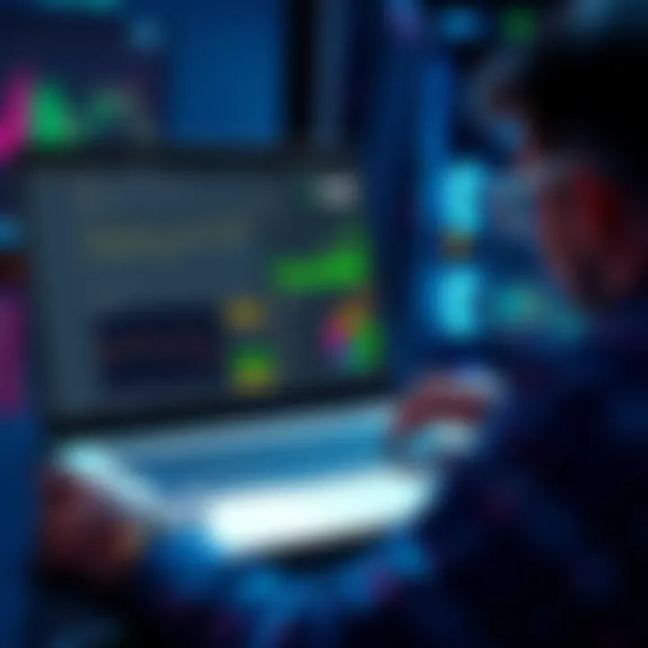 A person analyzing GPU rental options on a laptop Individual looking at GPU rental services on their laptop with graphs and investment tools on the screen