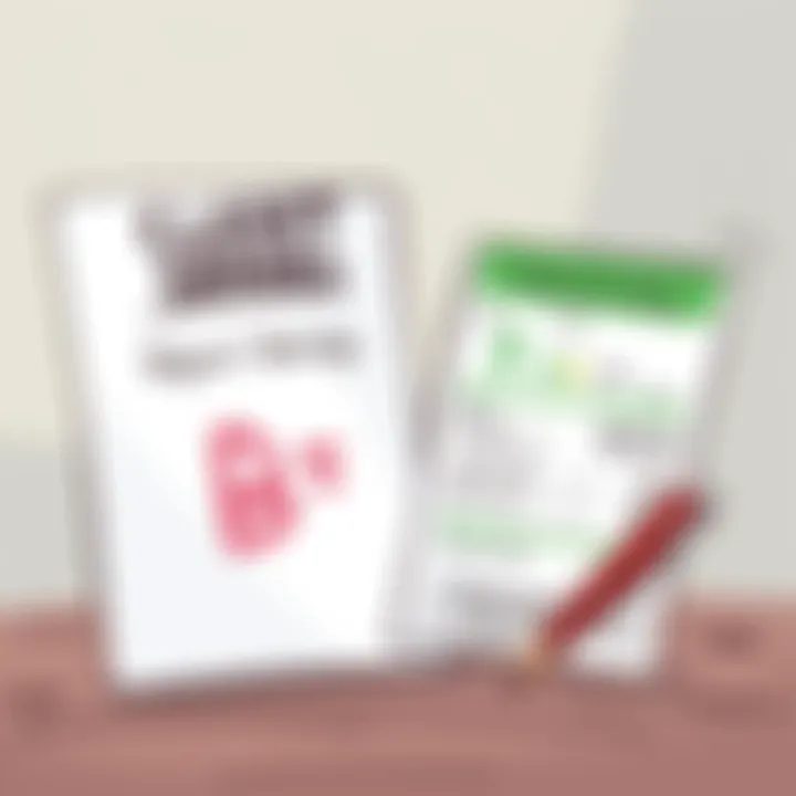 A humorous illustration showing a report card with a B- grade next to a financial document featuring a B- credit rating, emphasizing financial literacy