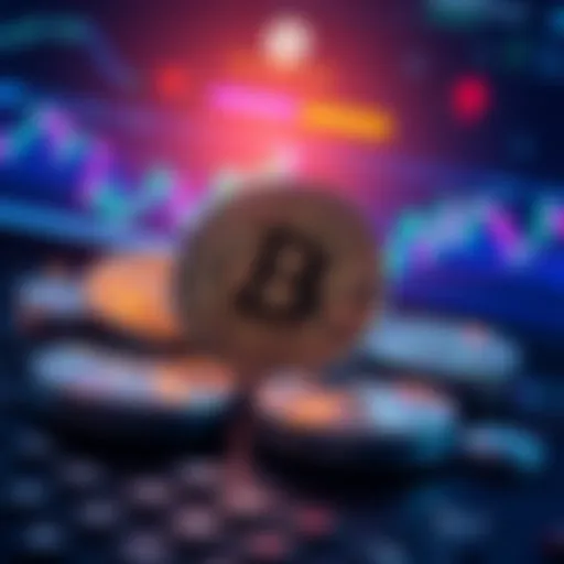 Graphic representation of the Grayscale Bitcoin ETF with Bitcoin symbols and charts indicating market trends