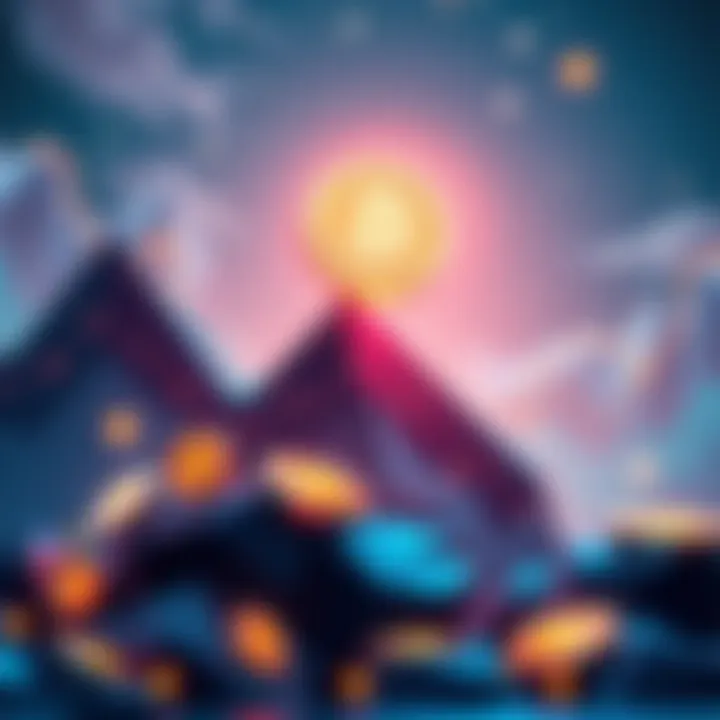 An illustration showing institutions investing in Dogecoin through Grayscale ETF, with upward trends and cryptocurrency symbols