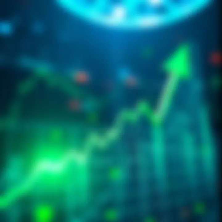 A graph showing a 30% increase in the trading value of the Green Satoshi Token over a recent period, with upward arrows indicating market movement.