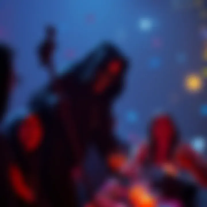 Grim Reaper at Fiat Party A dark figure representing the Grim Reaper sneaks up on party-goers celebrating fiat currency, highlighting the contrast between their joy and the threat of financial collapse.