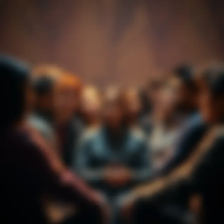 A diverse group of people engaged in a discussion about shame, showcasing different emotions and reactions.