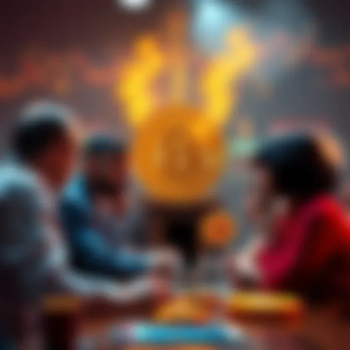 A group of people discussing Bitcoin's creation, exploring the theory of Satoshi Nakamoto working alone or with a team.