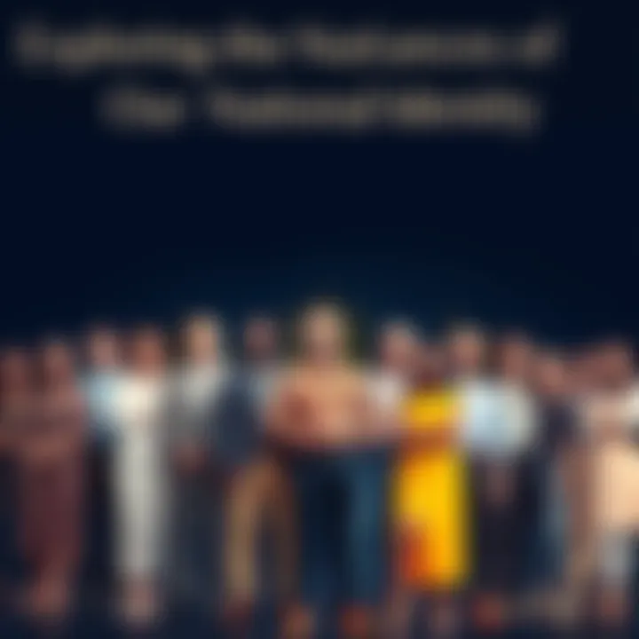 A diverse group of people standing together, symbolizing unity and the concept of national identity in a modern society