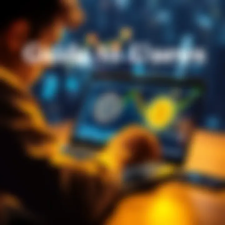 A person studying cryptocurrency on a laptop, with Pi tokens displayed on the screen.