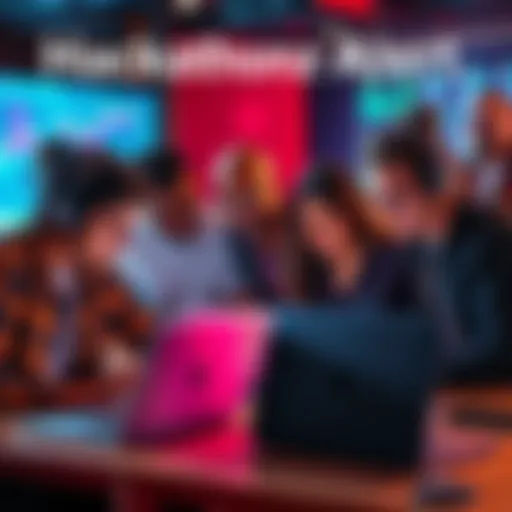 A group of diverse coders working together on laptops, brainstorming ideas for a hackathon.