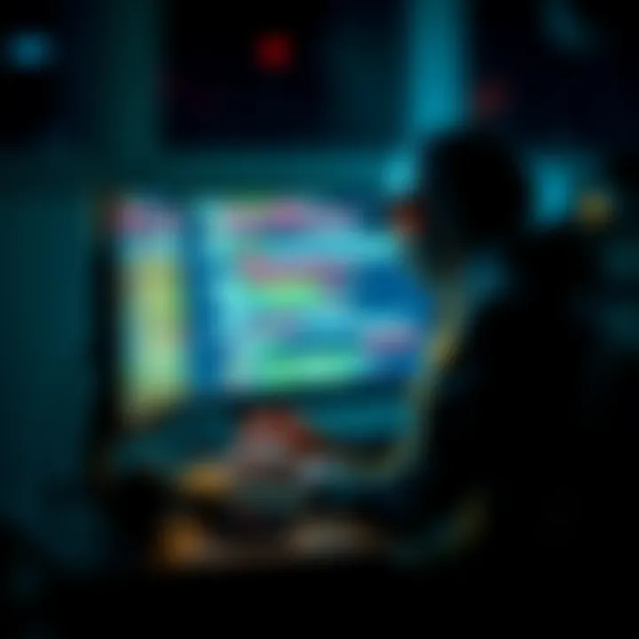 A person sitting at a computer with code on the screen, representing a hacker using AI to access a bitcoin wallet.
