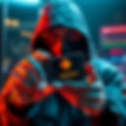 A hacker holding a Trezor device, symbolizing a recent claim of breaking into cryptocurrency wallets worth millions.