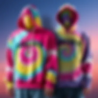 Comparison of two tie-dye hoodies A side-by-side view of Halsey's tie-dye hoodie and a similar hoodie from another retailer, highlighting the color patterns and styles.
