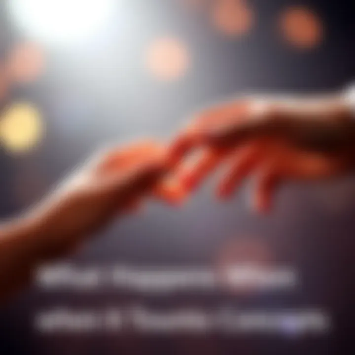 Two hands coming together for a gentle touch, symbolizing connection and emotion