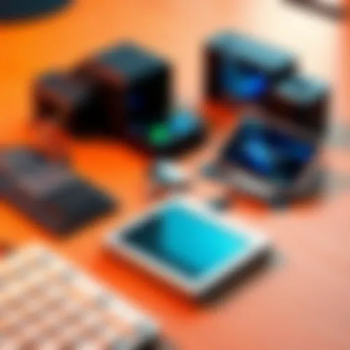A collection of secure transaction devices featuring air-gapped functionality, user-friendly PINs, and simple keyboards arranged on a table.