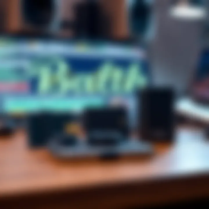 A display of three hardware wallets: Coldcard, Bitbox, and Trezor Model T, arranged for comparison on a desk.