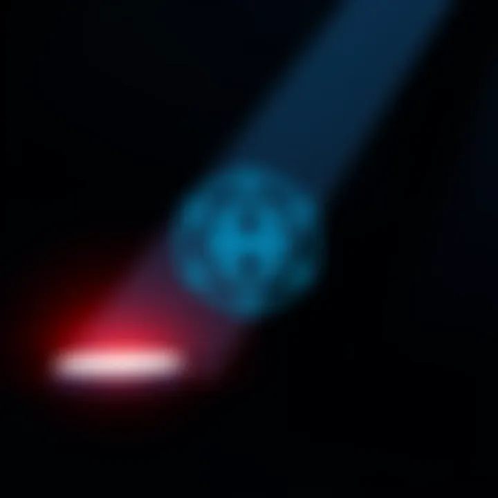 Hashgraph logo with a spotlight effect, symbolizing its struggle for attention in the blockchain market