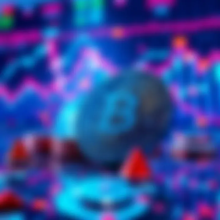 HBAR in Decentralized Finance A digital representation of HBAR coins in a futuristic financial setting with graphs and blockchain elements