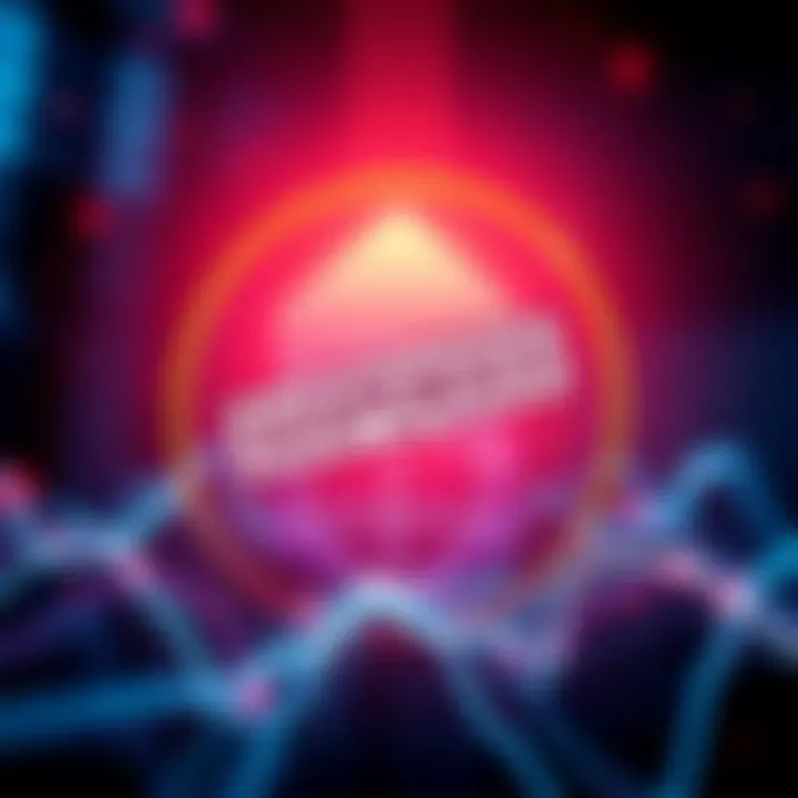 A digital representation of the HBAR Network logo with a Binance logo showing a suspension symbol over it
