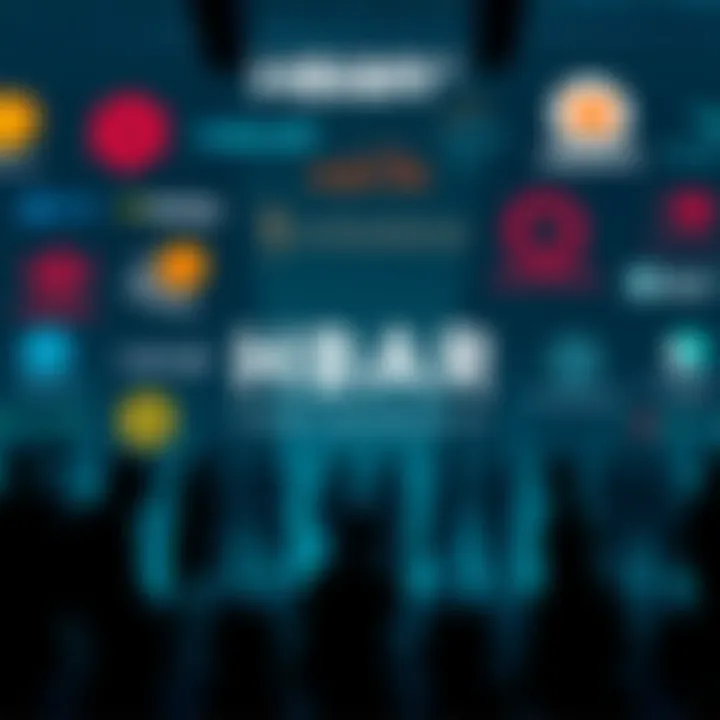 A visual representation of HBAR's recent partnerships with logos of various companies, showing skepticism in the background with people discussing the impact on the market.