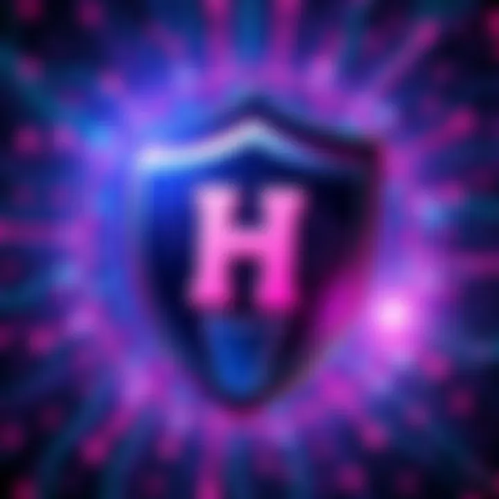Illustration showing Hbar logo with digital shield representing security against quantum cracking threats