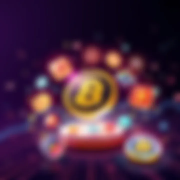 An illustration showing the HBAR token surrounded by digital symbols representing various use cases like payments and partnerships.