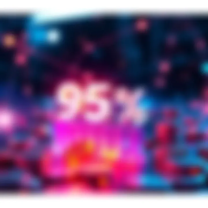 A visual representation of HBAR tokens being unlocked, showing a progress bar at 95% and coins being released into a digital space.