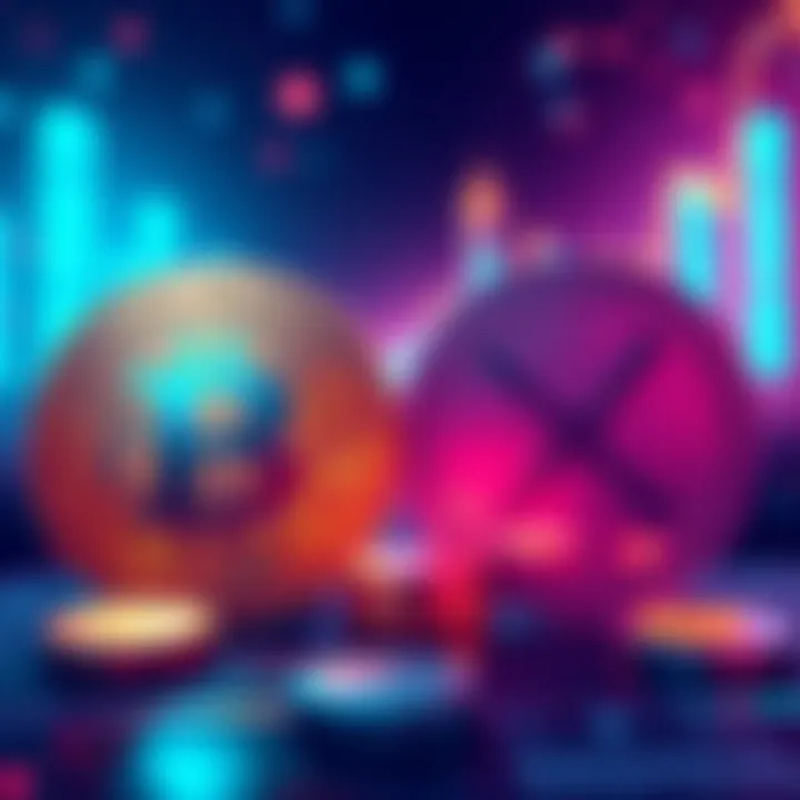 Illustration showing HBAR and XRP tokens side by side, highlighting their differences in utility, growth, and environmental impact.