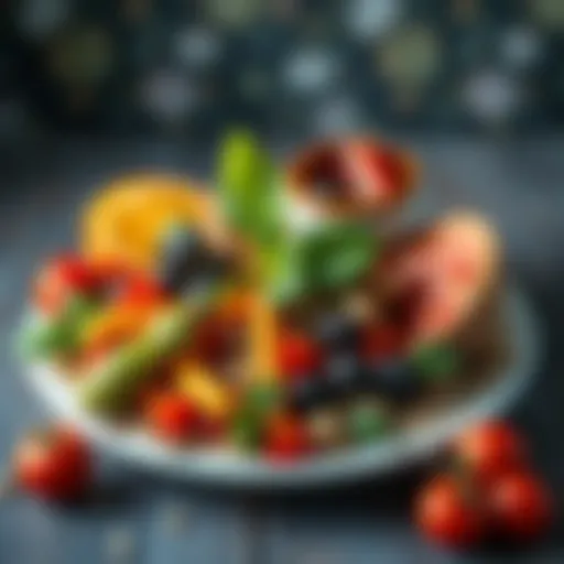 A vibrant plate of healthy food, featuring colorful vegetables and grains, inviting food lovers to participate in a photo contest