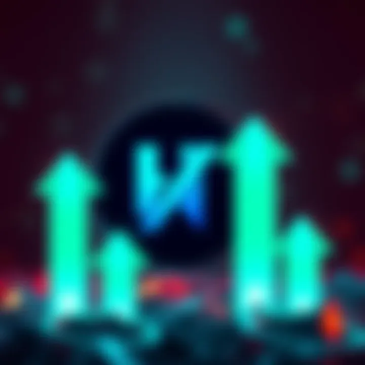 Hedera logo with upward arrows indicating growth in cryptocurrency rankings