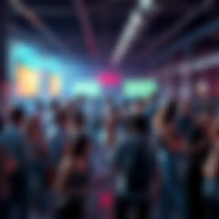 People engaging in discussions and activities at a lively Hedera community event on a Friday.