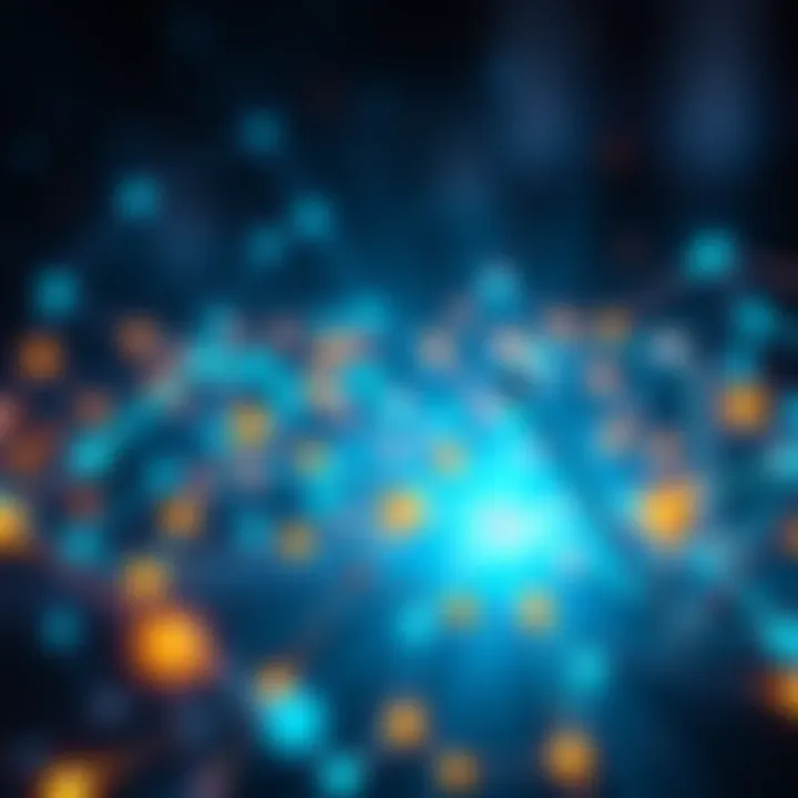 A visual representation of Hedera connecting 60 different blockchains, showcasing an interconnected network with glowing nodes and links, symbolizing growth for HBAR token.