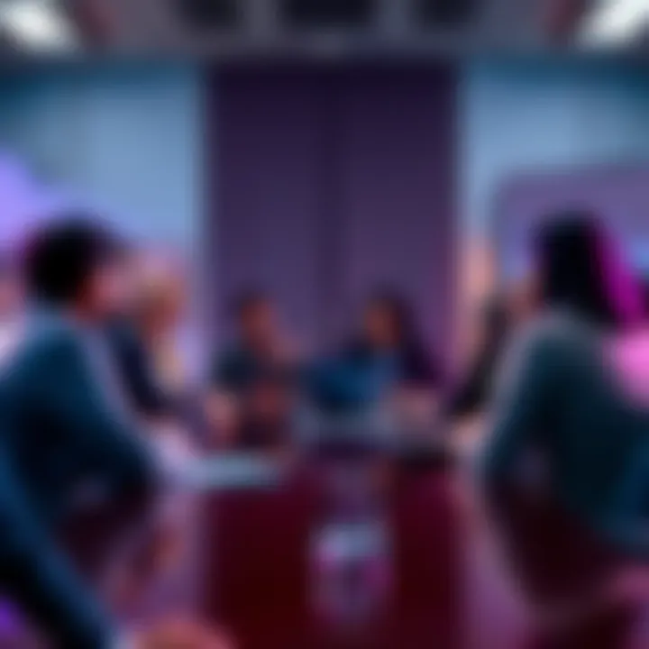 Hedera Council Meeting Group of diverse professionals discussing updated requirements for Hedera Council membership in a meeting room