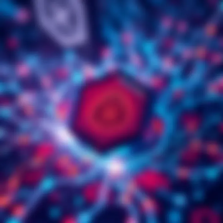 A digital representation of Hedera's new on-chain cron jobs, showcasing blockchain technology with symbols of security and scalability, aiming for global adoption.