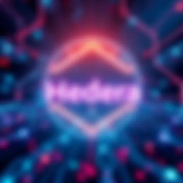 A visual representation of Hedera's blockchain technology and its key features, showcasing its significance in the cryptocurrency market