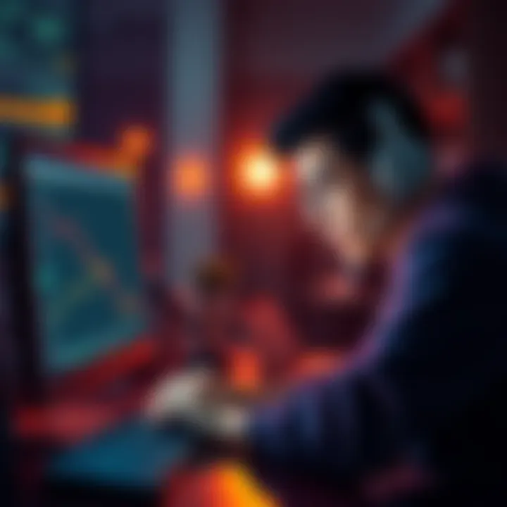 A user looks worried while checking their cryptocurrency transfers on a computer, showing a loss of funds.