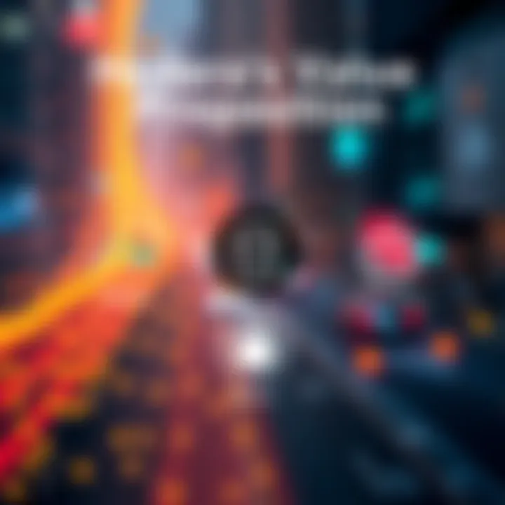 A digital graphic illustrating Hedera's core values of speed, security, fairness, and sustainability with icons representing each value.