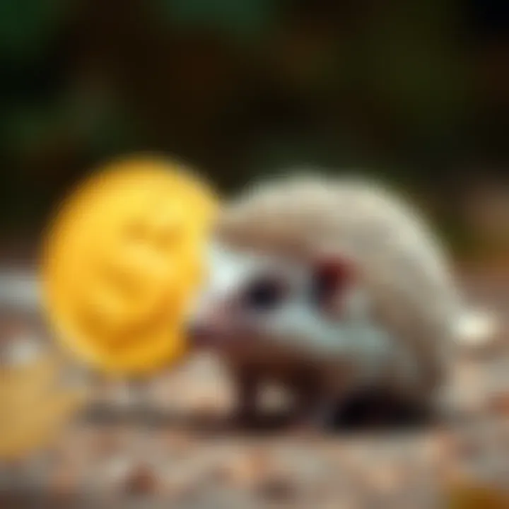 A cute hedgehog next to a dollar sign, symbolizing investment in wildlife conservation with $Hege coin.