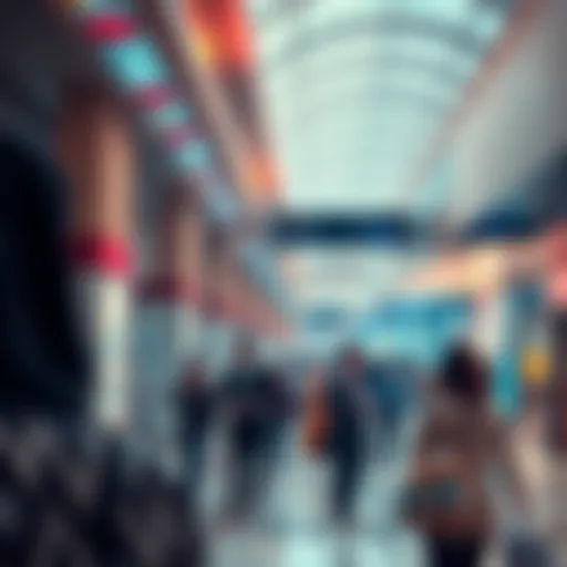 A busy mall with people discussing Helium carrier offload payments while using WayFi for transactions