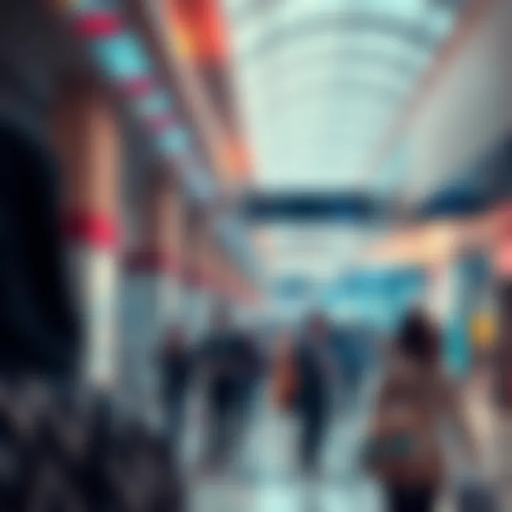 A busy mall with people discussing Helium carrier offload payments while using WayFi for transactions