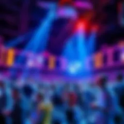A large venue with people using mobile devices, showcasing the Helium network technology at work, providing connectivity in a busy environment.